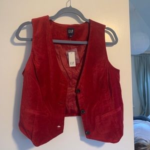 Red velvet vest